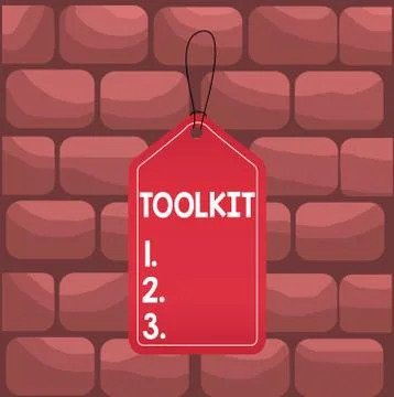 Handwriting text writing Toolkit. Concept meaning set of tools kept in a bag or Illustrazione stock