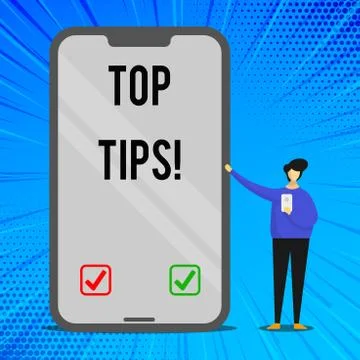 Handwriting text writing Top Tips. Concept meaning small but particularly useful Stock Illustration