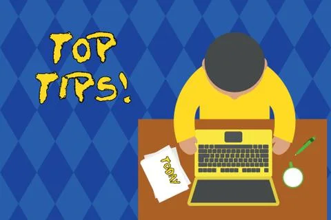 Handwriting text writing Top Tips. Concept meaning small but particularly useful Stock Illustration