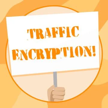 Handwriting text writing Traffic Encryption. Concept meaning method of securing Illustrazione stock