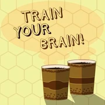 Handwriting text writing Train Your Brain. Concept meaning Educate yourself get Illustrazione stock
