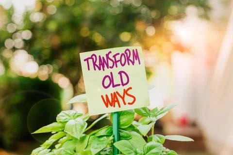 Handwriting text writing Transform Old Ways. Concept meaning replace it with new Stock Photos