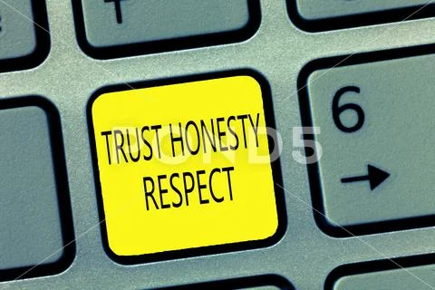 Handwriting text writing Trust Honesty Respect. Concept meaning Respectable Stock Photos