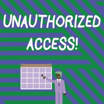 Handwriting text writing Unauthorized Access. Concept meaning use of a computer Illustrazione stock
