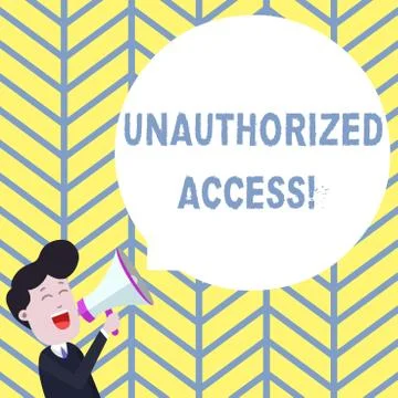 Handwriting text writing Unauthorized Access. Concept meaning use of a computer Illustrazione stock