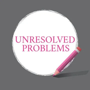 Handwriting text writing Unresolved Problems. Concept meaning those Queries n Stock Illustration