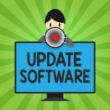 Handwriting text writing Update Software. Concept meaning replacing program with Illustrazione stock