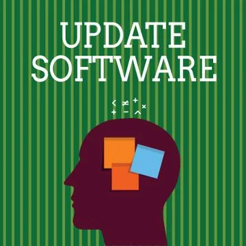 Handwriting text writing Update Software. Concept meaning replacing program with Ilustración de archivo