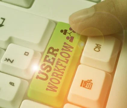 Handwriting text writing User Workflow. Concept meaning orchestrated and Foto stock