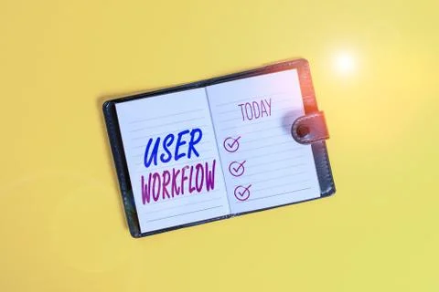 Handwriting text writing User Workflow. Concept meaning orchestrated and Foto stock