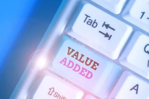 Handwriting text writing Value Added. Concept meaning the extra value created 스톡 사진
