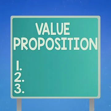 Handwriting text writing Value Proposition. Concept meaning feature intended to Stock Illustration