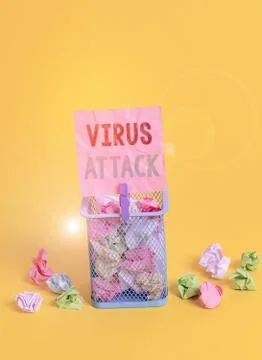 Handwriting text writing Virus Attack. Concept meaning malicious program that Fotos de archivo
