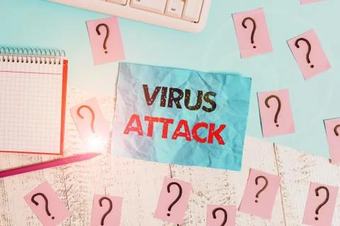 Handwriting text writing Virus Attack. Concept meaning malicious program that Fotos de archivo