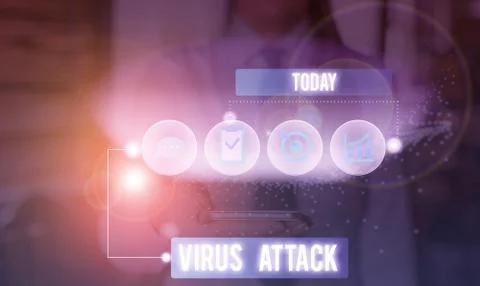 Handwriting text writing Virus Attack. Concept meaning malicious program that Fotos de archivo