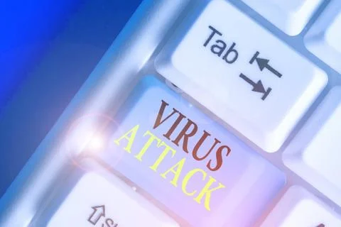Handwriting text writing Virus Attack. Concept meaning malicious program that Fotos de archivo