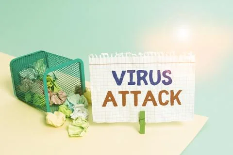 Handwriting text writing Virus Attack. Concept meaning malicious program that Fotos de archivo