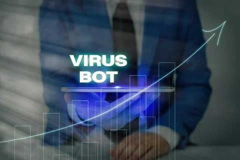 Handwriting text writing Virus Bot. Concept meaning malicious selfpropagating 库存照片