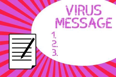 Handwriting text writing Virus Message. Concept meaning Malicious software Stock Illustration
