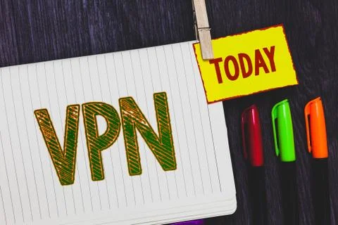 Handwriting text writing Vpn. Concept meaning Secured virtual private network Stock-Fotos