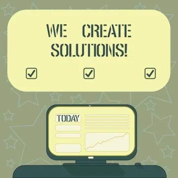 Handwriting text writing We Create Solutions. Concept meaning way to solve Stock Illustration