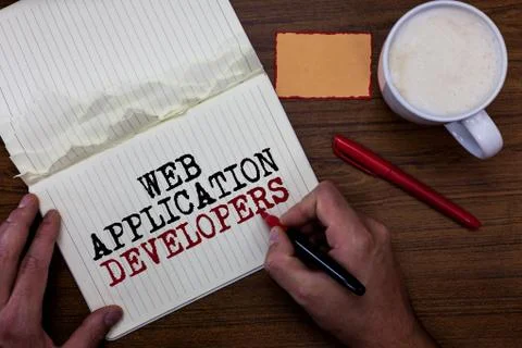 Handwriting text writing Web Application Developers. Concept meaning Internet Stock Photos