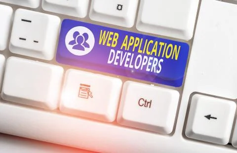 Handwriting text writing Web Application Developers. Concept meaning Internet 库存照片