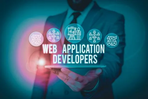 Handwriting text writing Web Application Developers. Concept meaning Internet Stock Photos
