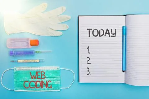 Handwriting text writing Web Coding. Concept meaning a system of symbols and Stock Photos