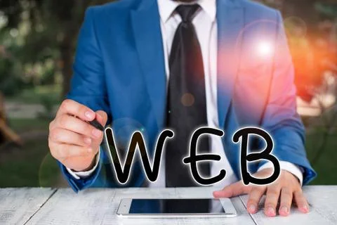 Handwriting text writing Web. Concept meaning a system of Internet servers that Stock Photos