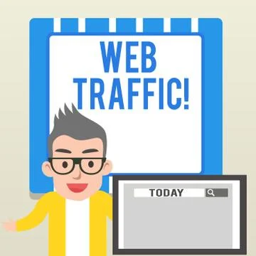 Handwriting text writing Web Traffic. Concept meaning amount of data sent and Stockillustratie