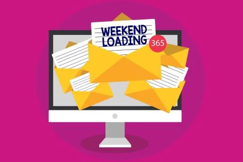 Handwriting text writing Weekend Loading. Concept meaning Starting Friday party 스톡 일러스트