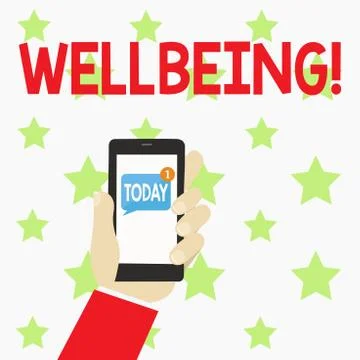Handwriting text writing Wellbeing. Concept meaning Healthy lifestyle conditions Stock Illustration