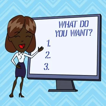 Handwriting text writing What Do You Want Question. Concept meaning say or write Stock Illustration