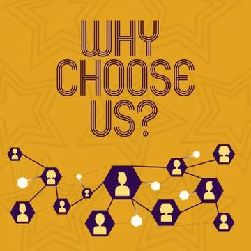Handwriting text writing Why Choose Us. Concept meaning Reasons for choosing our Ilustração Stock