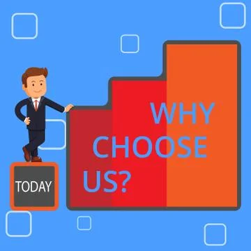 Handwriting text writing Why Choose Us Question. Concept meaning list advanta Ilustração Stock