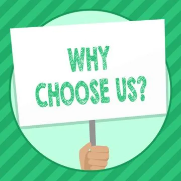 Handwriting text writing Why Choose Us Question. Concept meaning list of Ilustração Stock