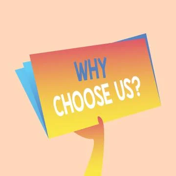 Handwriting text writing Why Choose Us Question. Concept meaning list of Ilustração Stock