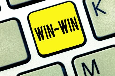 Handwriting text writing Win Win. Concept meaning Strategy for both parts obtain Stock Photos