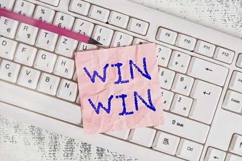Handwriting text writing Win Win. Concept meaning balanced situation resulting 스톡 사진