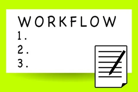 Handwriting text writing Workflow. Concept meaning sequence of industrial Stock Illustration