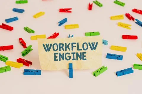 Handwriting text writing Workflow Engine. Concept meaning software application 写真素材