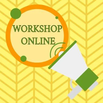 Handwriting text writing Workshop Online. Concept meaning room or building in Illustrazione stock