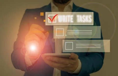 Handwriting text writing Write Tasks. Concept meaning assigned piece of work Stock Photos