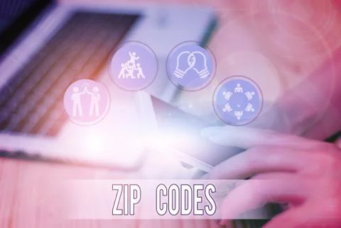 Handwriting text writing Zip Codes. Concept meaning numbers added to a postal Stock Photos