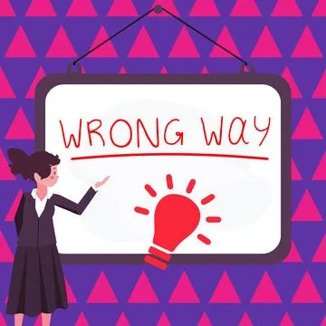 Handwriting text Wrong Way. Business showcase taking an unsuitable or Stock Illustration
