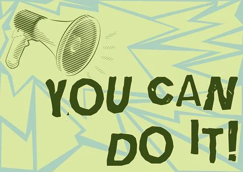 Handwriting text You Can Do It. Word for can handle any tasks given despite Ilustración de archivo