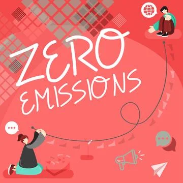 Handwriting text Zero Emissions. Concept meaning emits no waste products that Stock Illustration