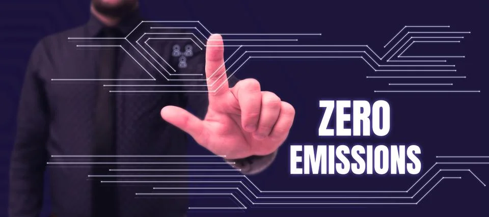 Handwriting text Zero Emissions. Concept meaning emits no waste products that Stock Photos