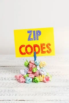 Handwriting text Zip Codes. Concept meaning numbers added to a postal address to Stock Photos